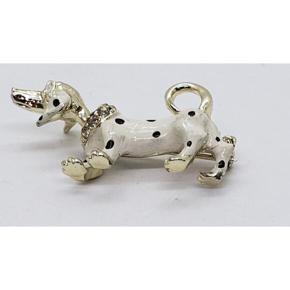 Vintage Brooch Dalmation Spotted Dog Trembler Articulated Moving Head Brooch - Picture 2 of 6